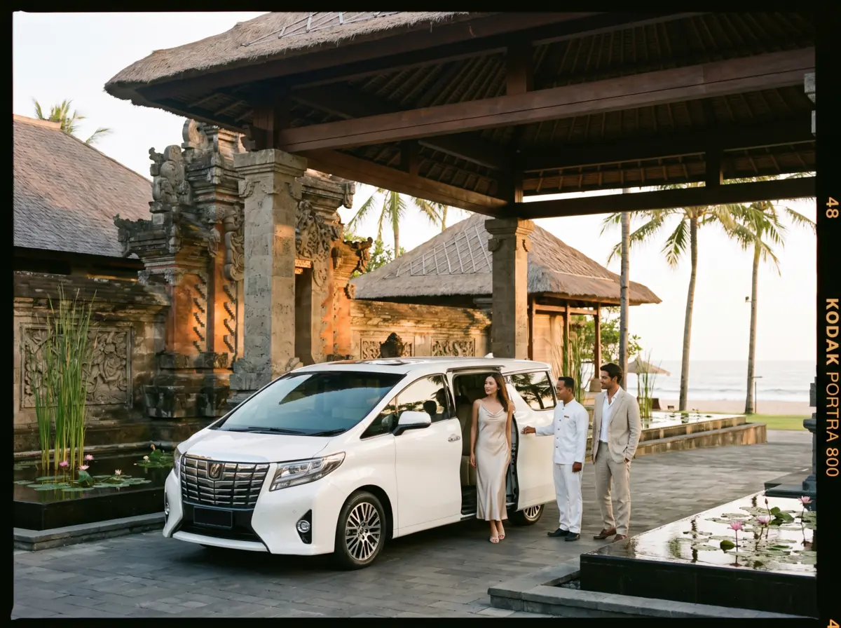 Premium MPV at the entrance of a five-star Nusa Dua resort